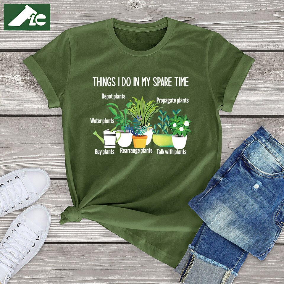 “Things I Do In My Spare Time” Plant Graphic T Shirt For Women Ty The